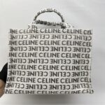Celine Small Cabas Canvas White Tan Logo GHW