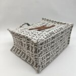 Celine Small Cabas Canvas White Tan Logo GHW