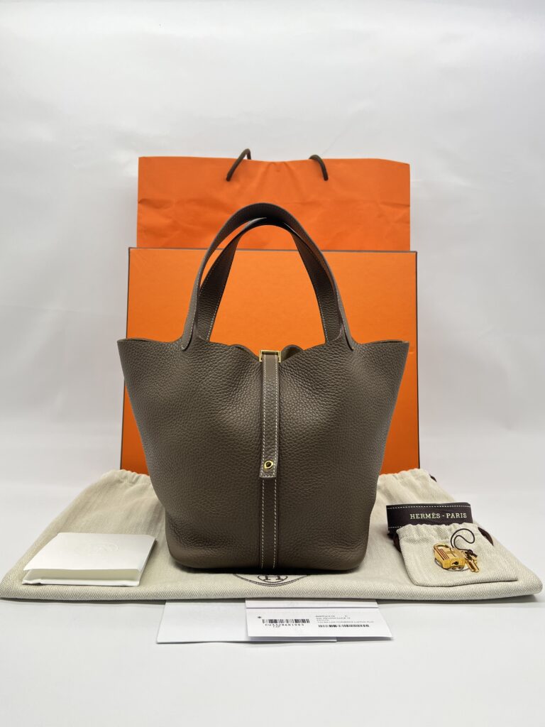 Hermes Picotin 22 Clemence Etoupe GHW
