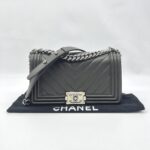 Chanel Boy 25 Chevron Black SHW