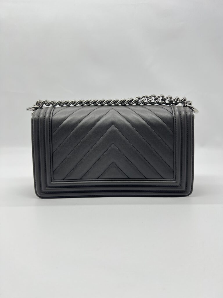 Chanel Boy 25 Chevron Black SHW