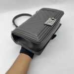 Chanel Boy 25 Chevron Black SHW