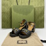 Gucci Lady Horsebit Platform Heels Soko Glitter Grey