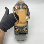 Gucci Lady Horsebit Platform Heels Soko Glitter Grey