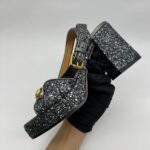 Gucci Lady Horsebit Platform Heels Soko Glitter Grey