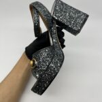 Gucci Lady Horsebit Platform Heels Soko Glitter Grey