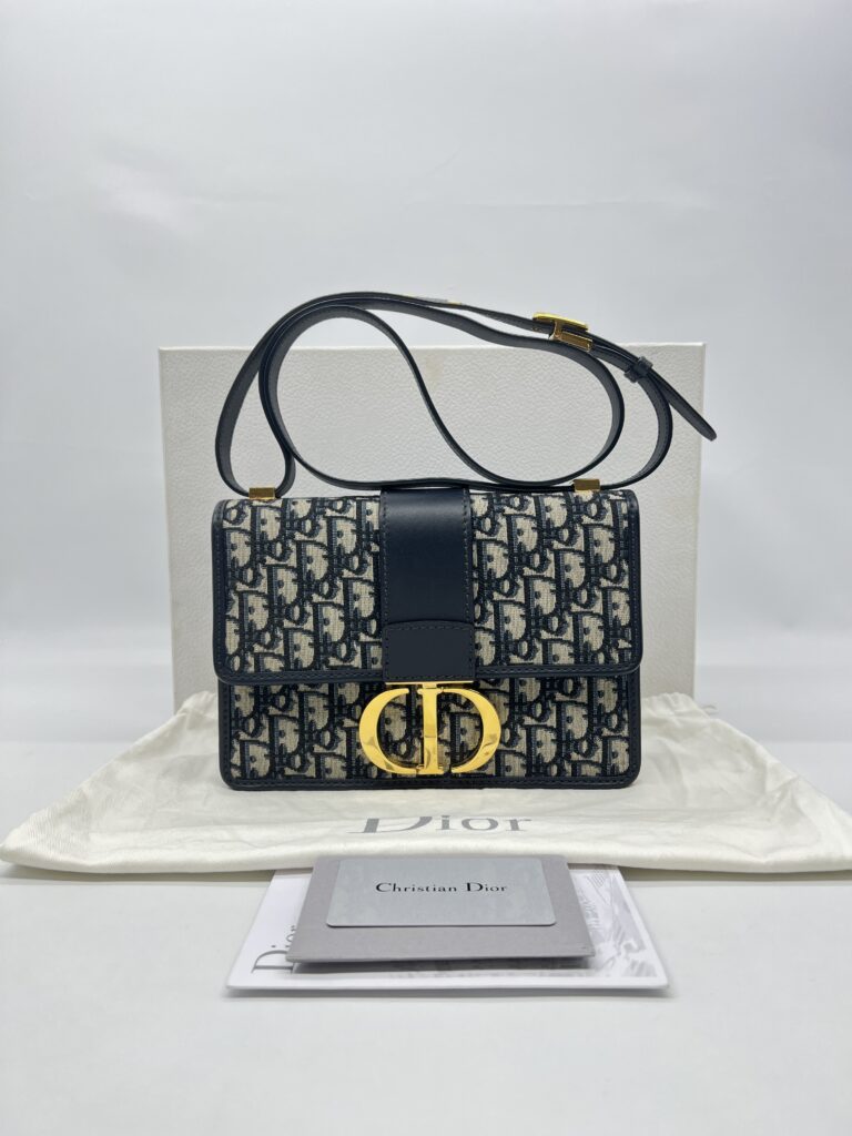 Dior 30 Montaigne Canvas Blue Oblique GHW