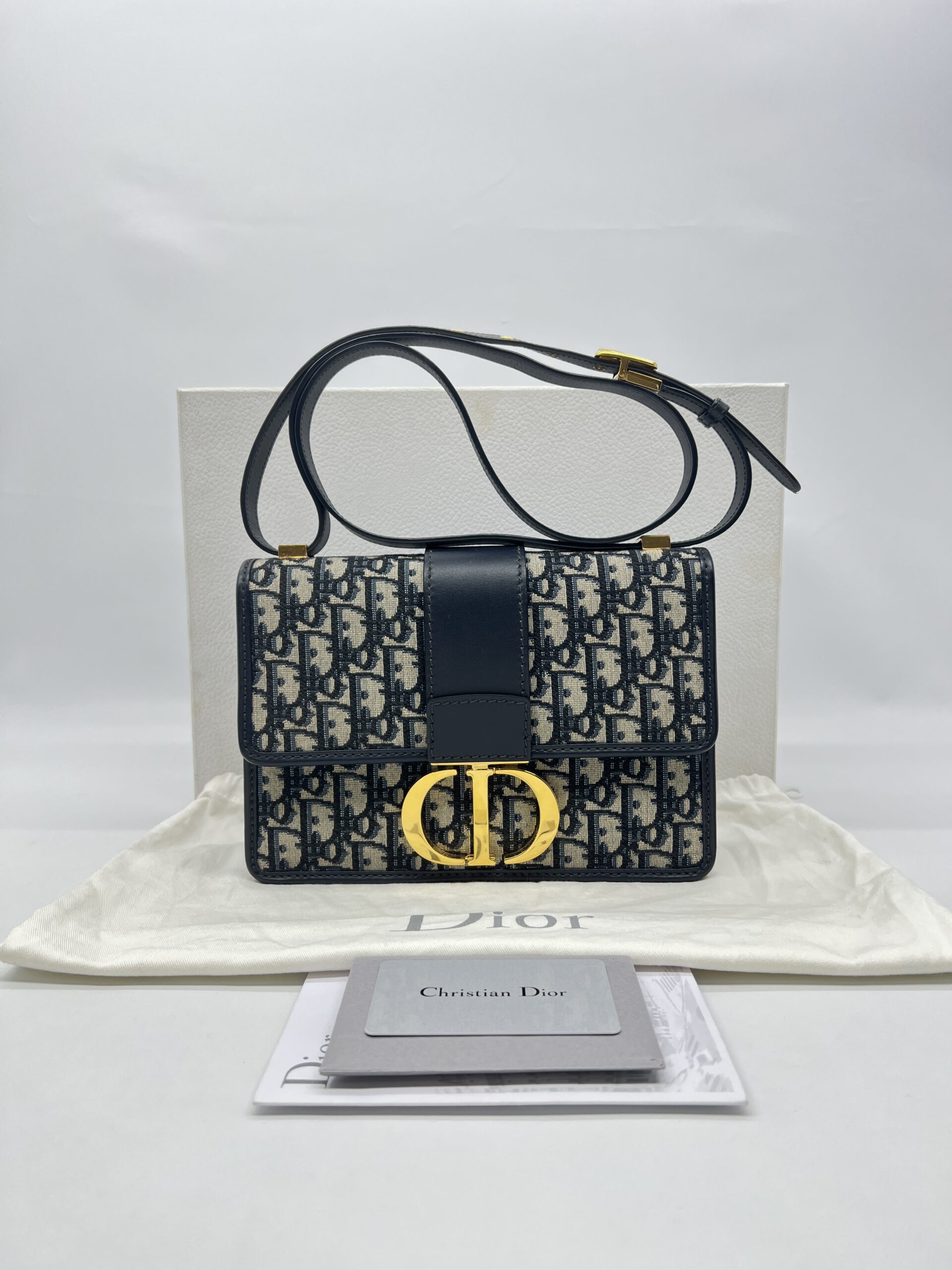 Dior 30 Montaigne Canvas Blue Oblique GHW