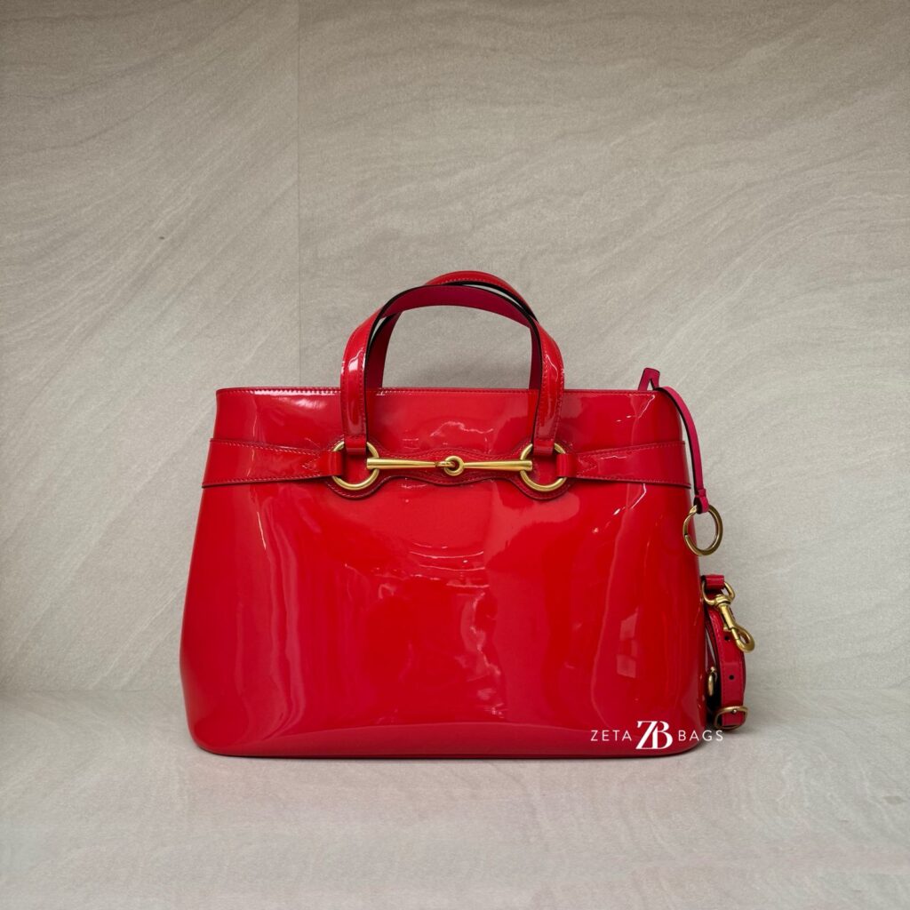 Gucci Horsebit Bright Bit Tote Vernis Red GHW