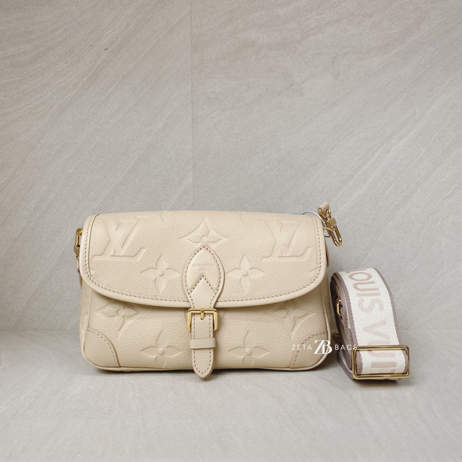 Louis Vuitton Diane PM Monogram Empreinte Creme GHW