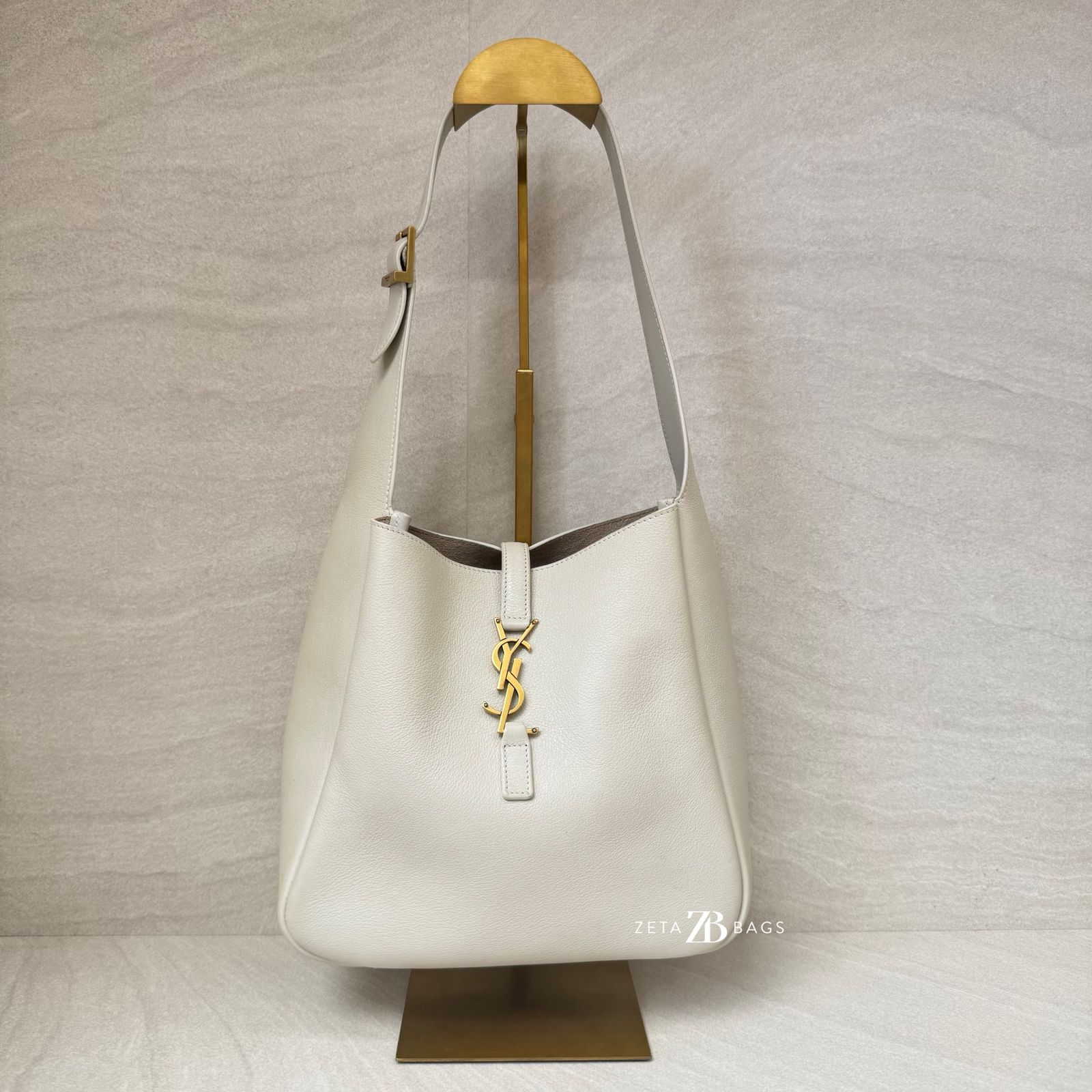 Saint Lurent Hobo Le 5A7 Supple Small Ivory GHW