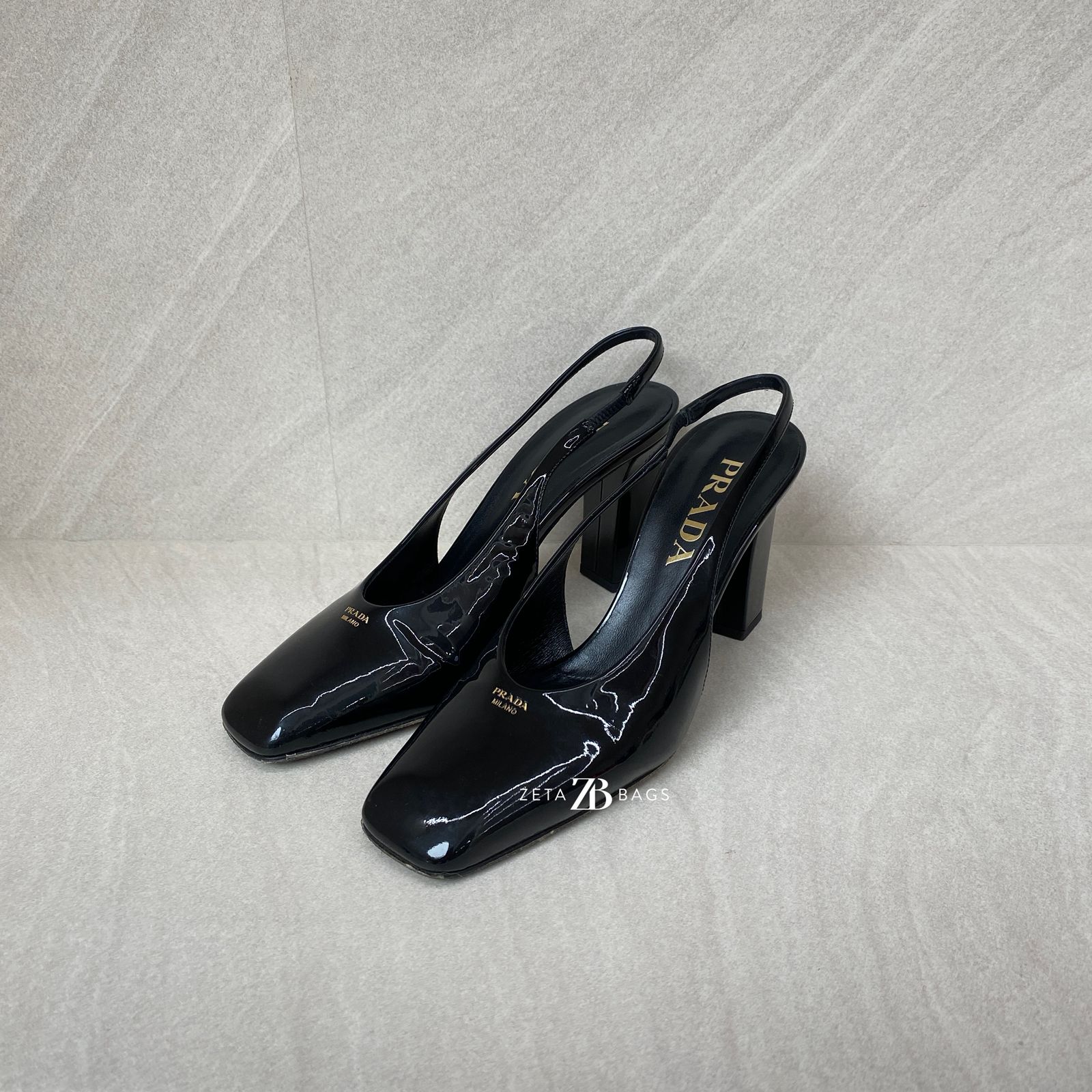 Prada Slingback Pumps Patent Black