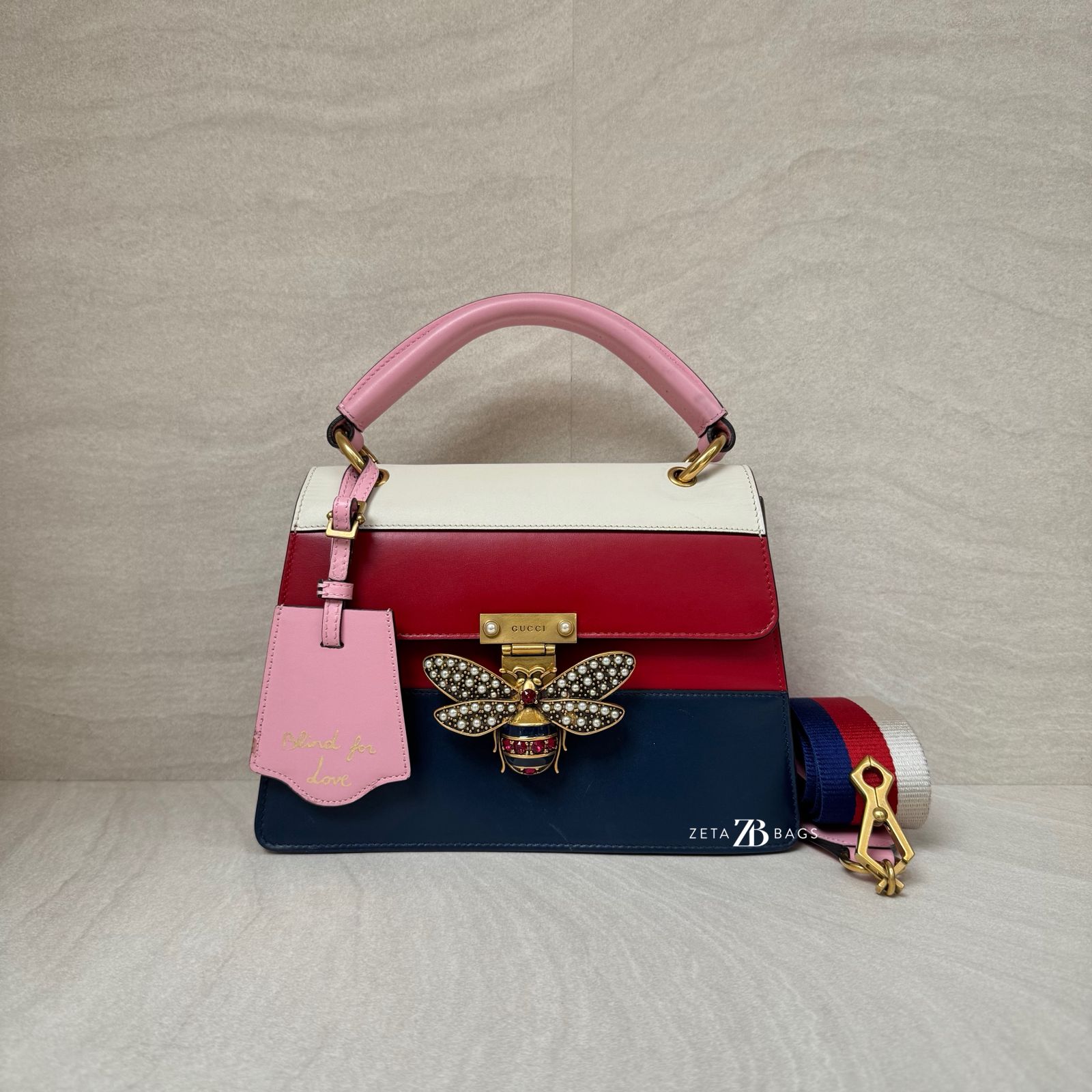 Gucci Queen Margaret Top Leather White/Red/Blue GHW