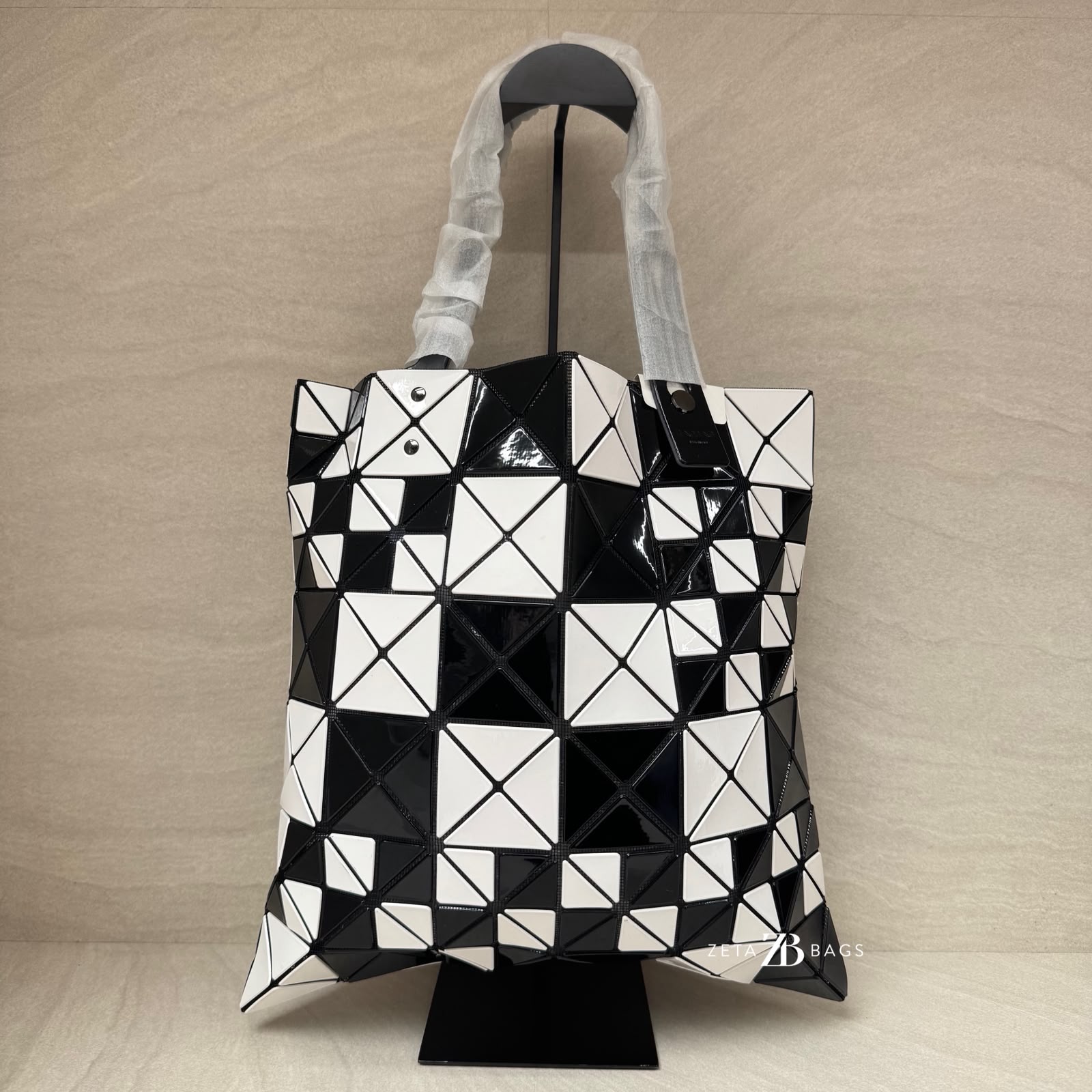 Bao Bao Prism Tote Bag Black white