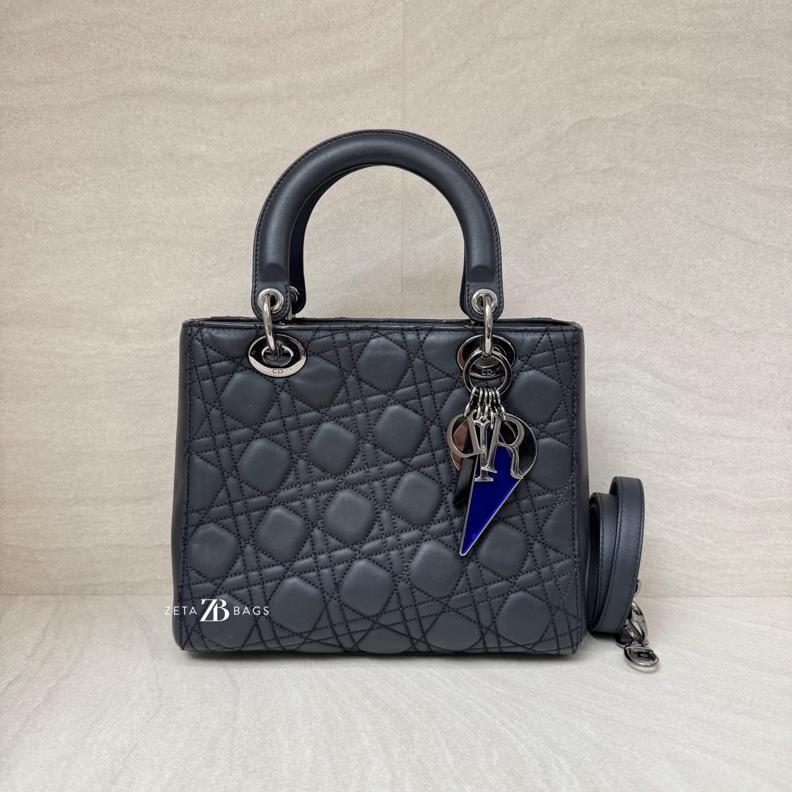 Dior Lady Dior x Anselm Reyle Calfskin Mate Noir RHW