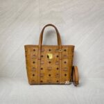 MCM X-Mini Toni Top Zip Visetos Cognac Brown Gold Hardware