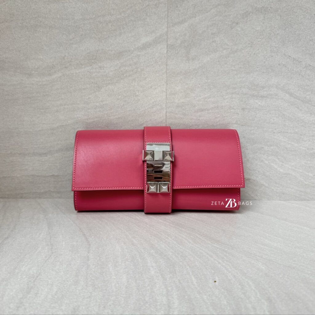 Hermes Pochette Medor 23 Tadelakt Rose Lipstick PHW