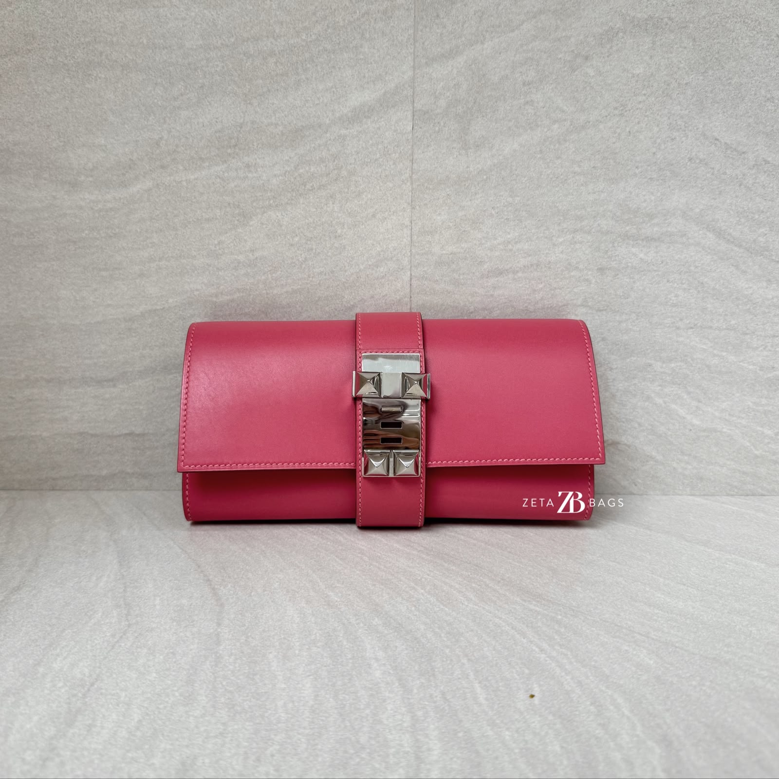 Hermes Pochette Medor 23 Tadelakt Rose Lipstick PHW
