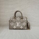 Louis Vuitton Speedy Bandou 20 Monogram Empreinte Tourterelle Creme GHW