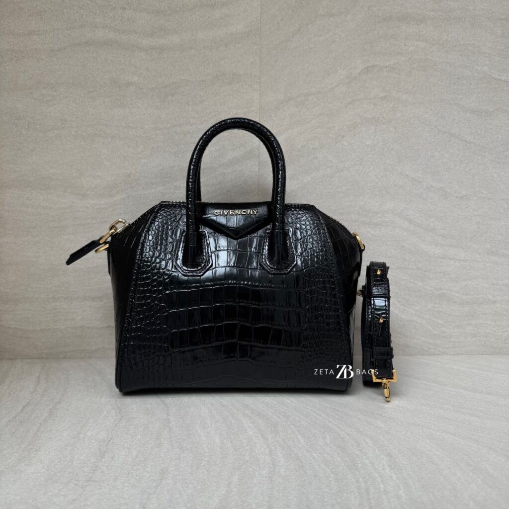 Givenchy Mini Antigona Embossed Croco Black GHW