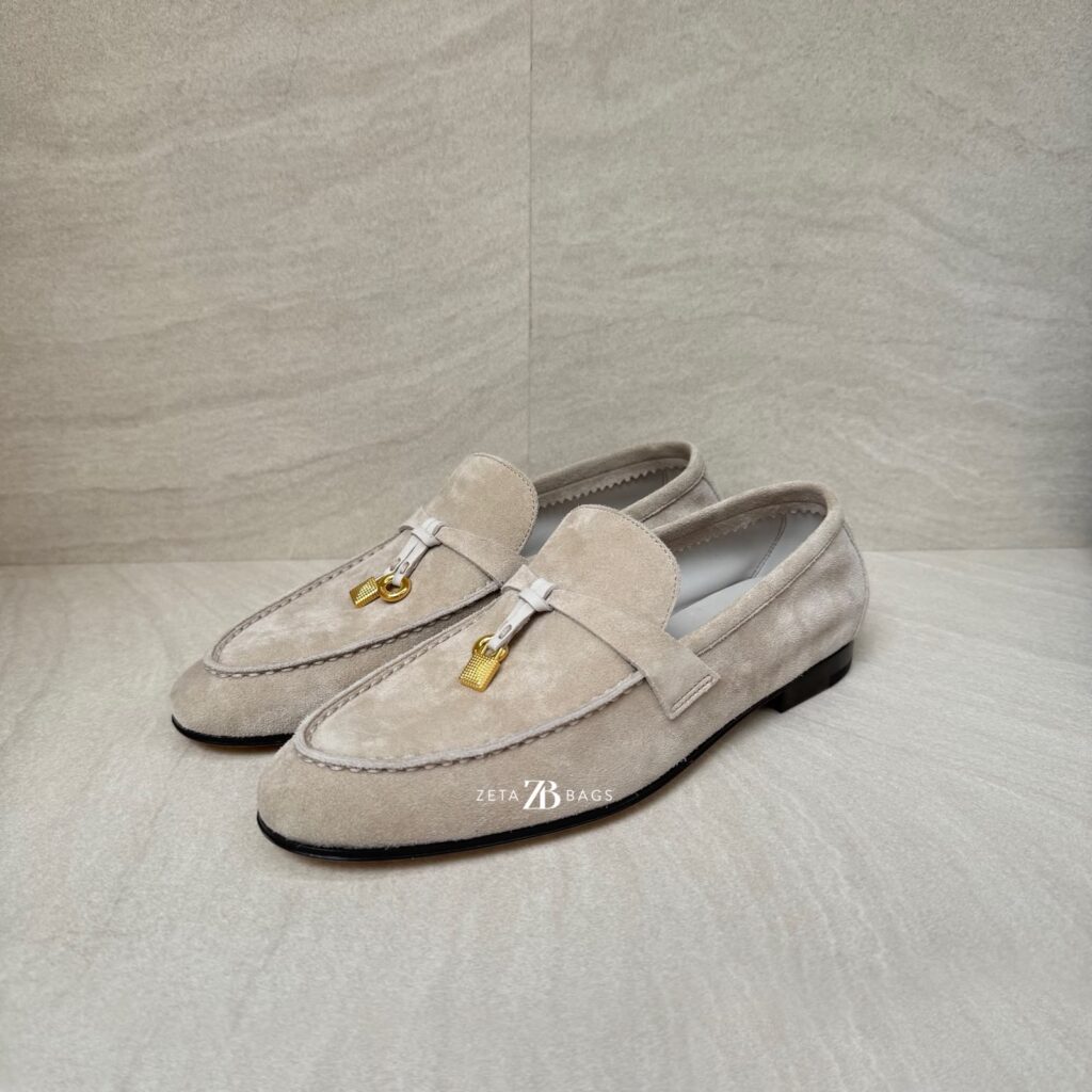 Loro Piana Joan Charms Loafer Suede Sunrise Clouds GHW