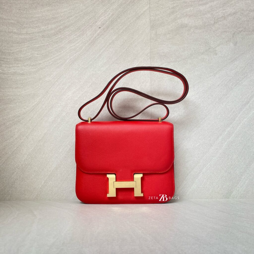 Hermes Constance 18 Evercolor Rouge De Coeur/Rouge VIF PBHW