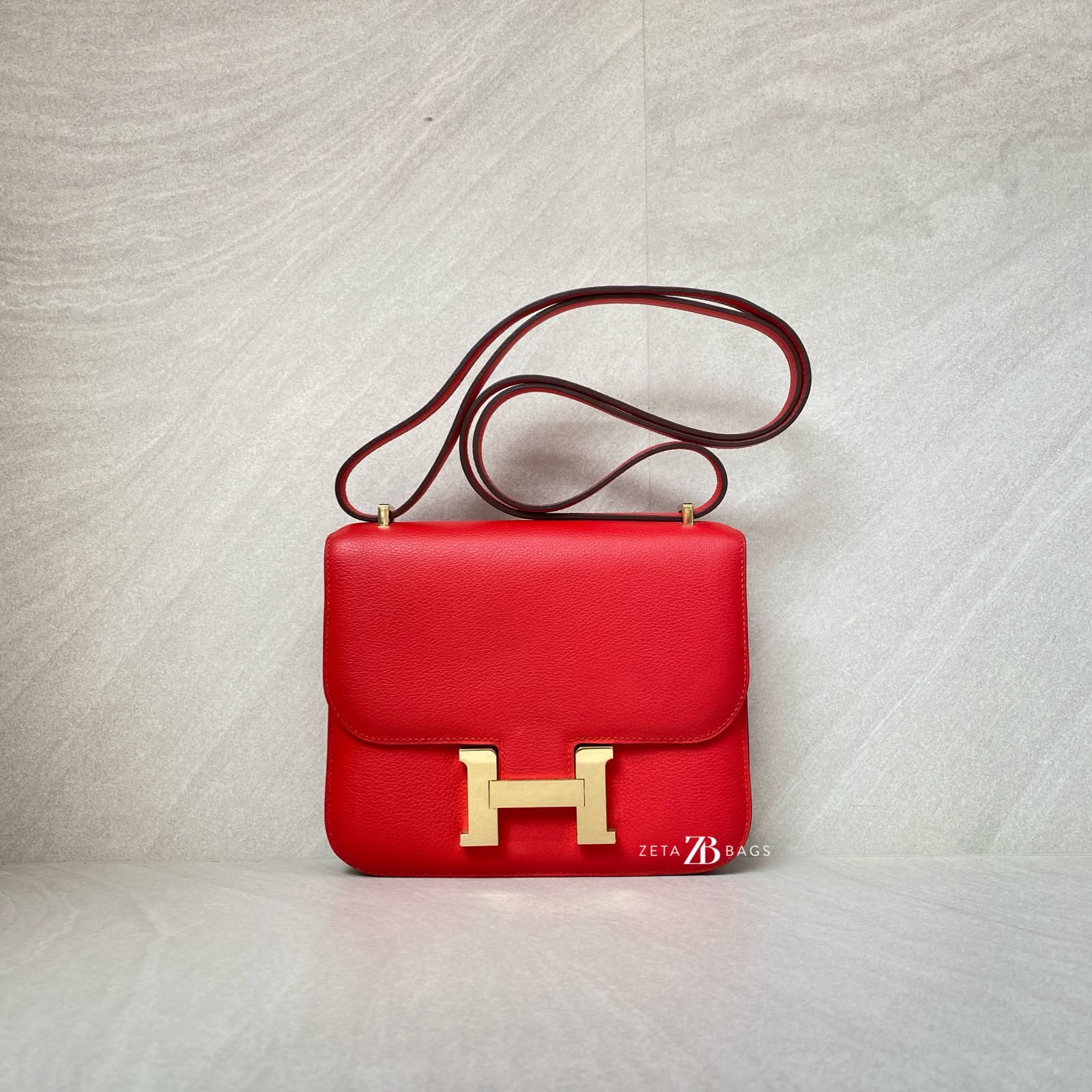 Hermes Constance 18 Evercolor Rouge De Coeur/Rouge Vif PBHW