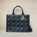 Dior Medium Book Tote Macrocannage Calfskin Black GHW