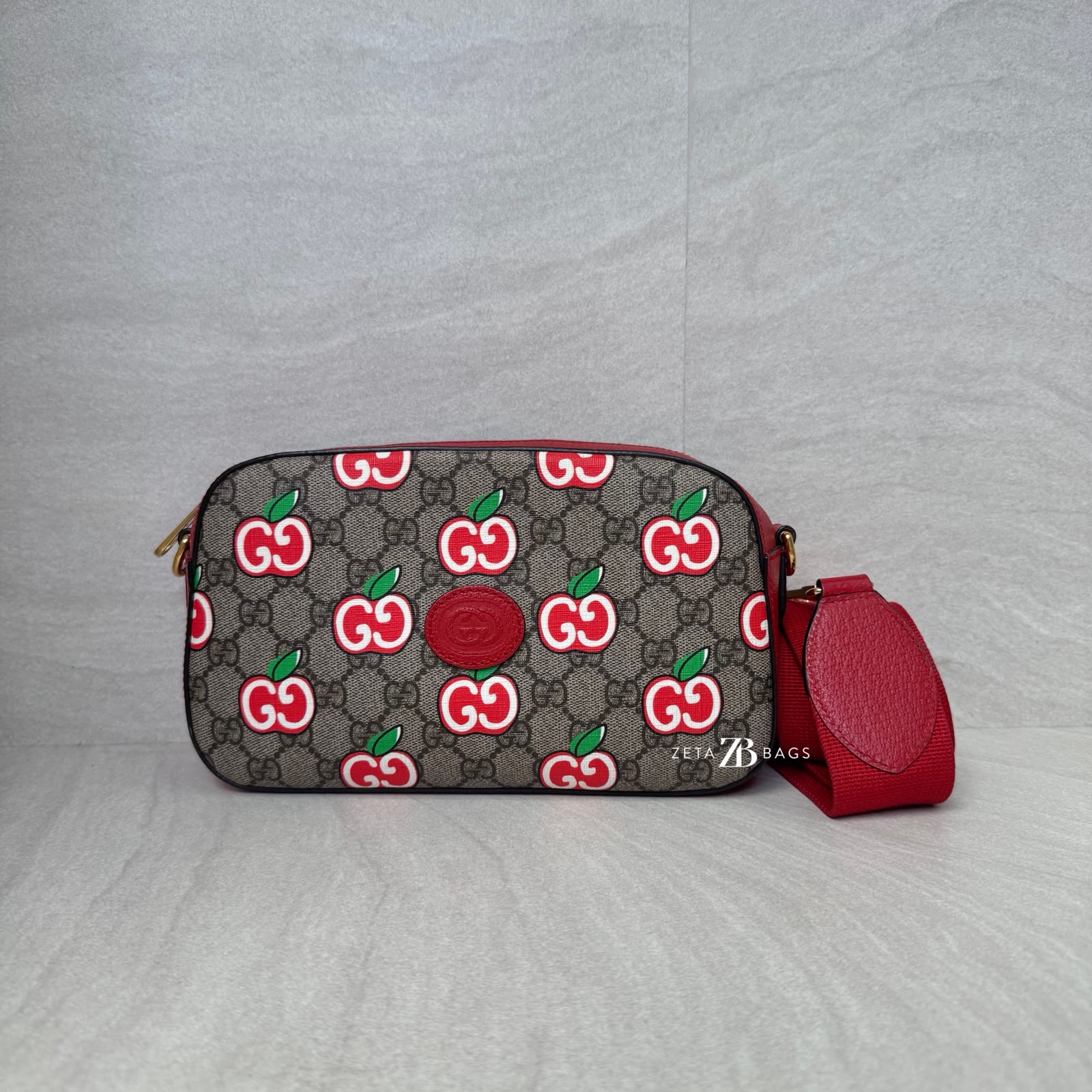 Gucci Apple Camera Bag Canvas Supreme Red GHW