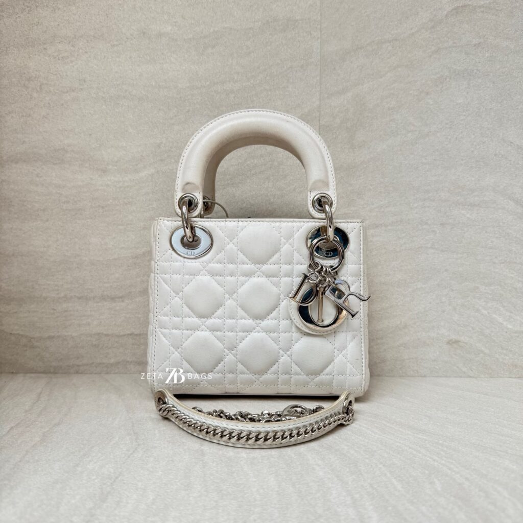Dior Lady Dior Mini White SHW