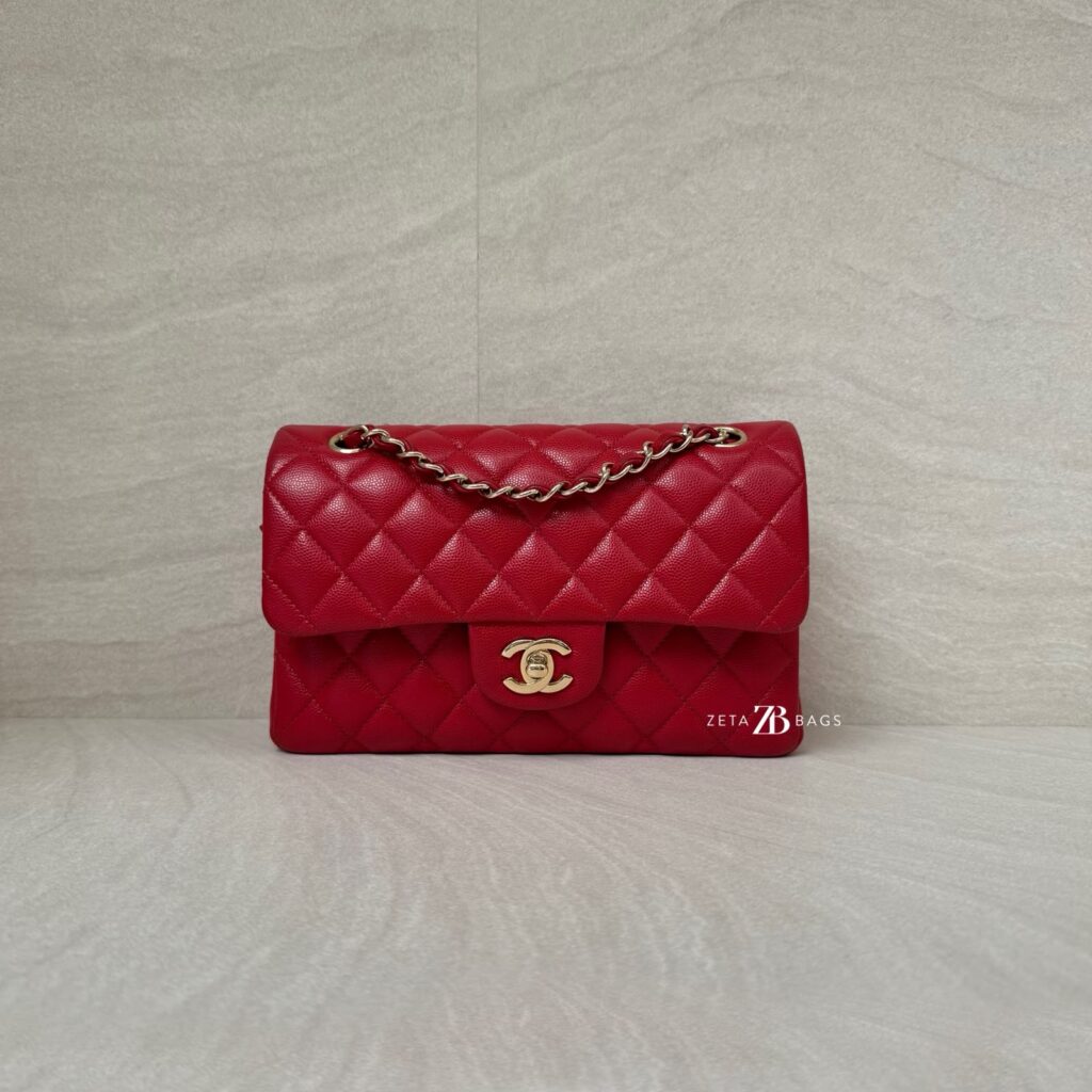 Chanel Classic Small D Flap Caviar Red GHW