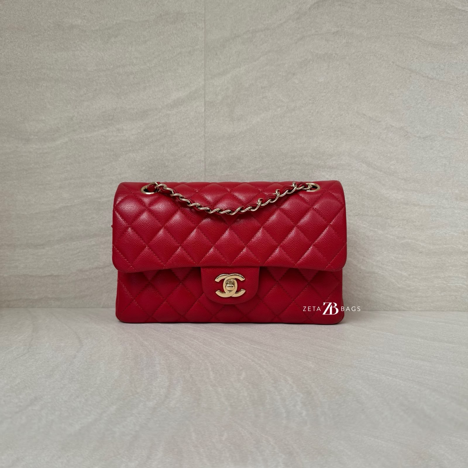 Chanel Classic Small D Flap Caviar Red GHW