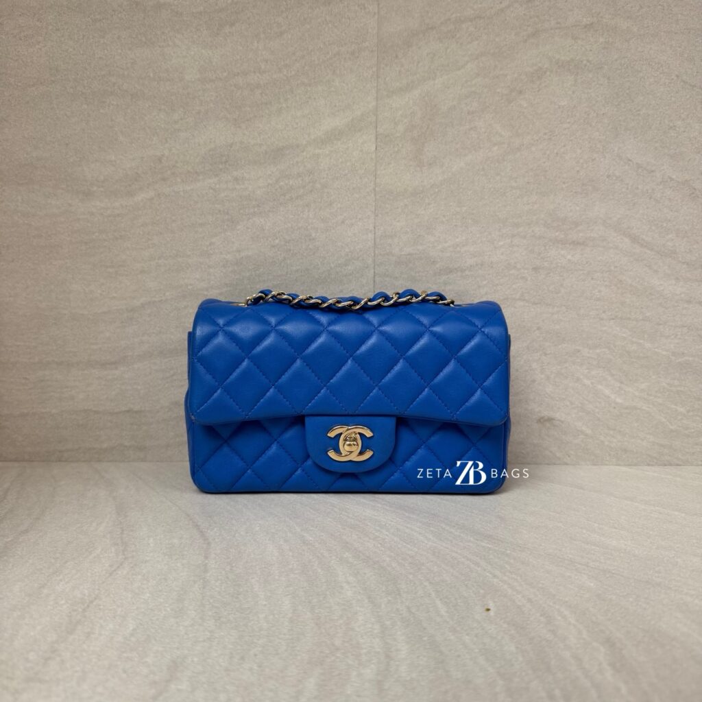 Chanel Mini Rectangular Lambskin Blue GHW