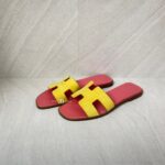 Hermes Oran Yellow Suede Pink Sole