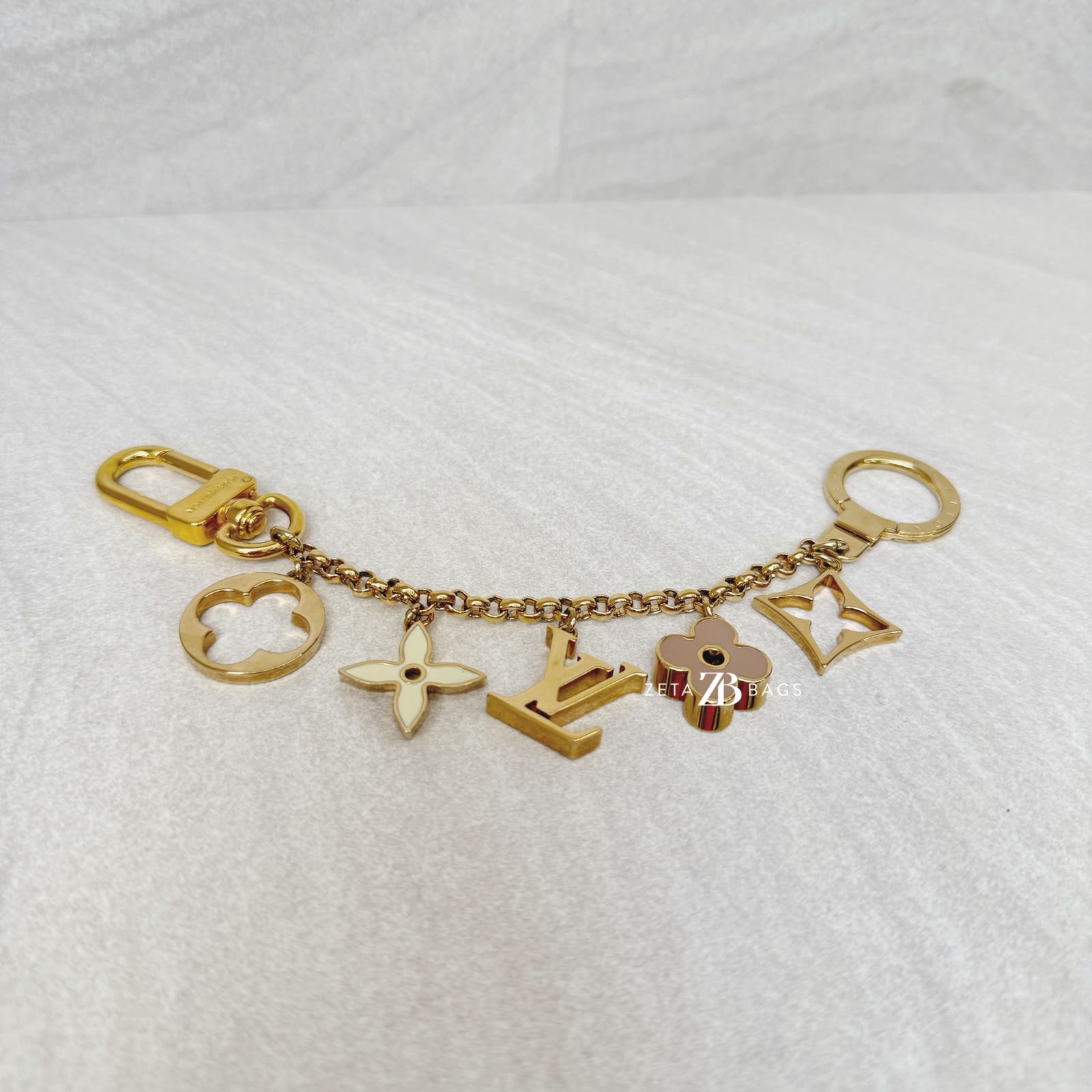 Louis Vuitton Fleur De Monogram Bag Charm Chain Gold
