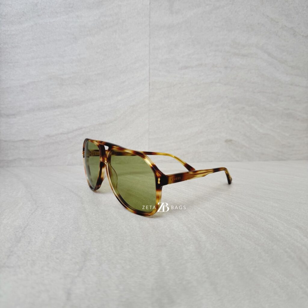 Gucci Aviator Sunglasses Green Lens Brown