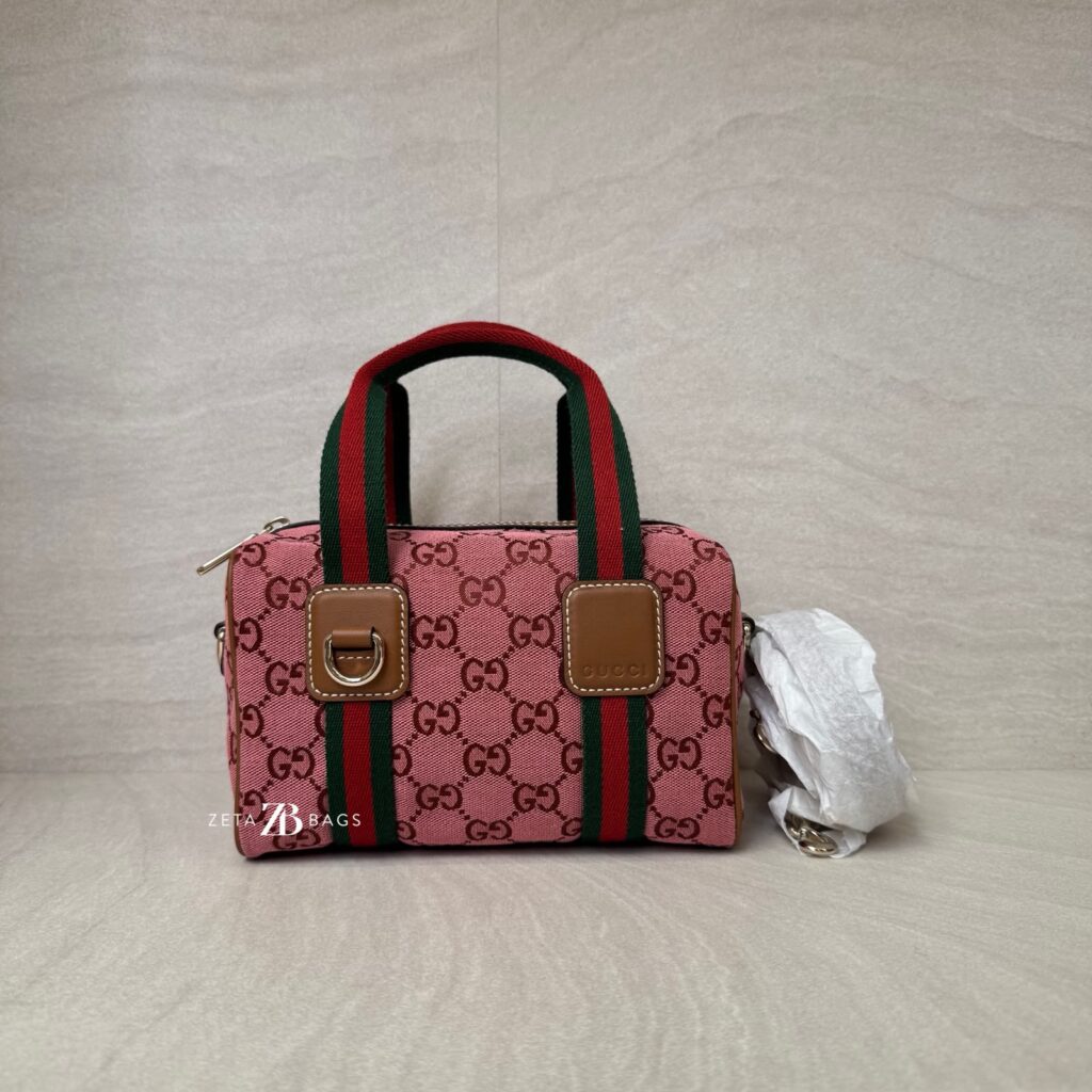 Gucci Mini Boston Bag GG Canvas Pink Brown