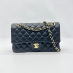 Chanel Classic Medium D Flap Lambskin Black Gold Hardware