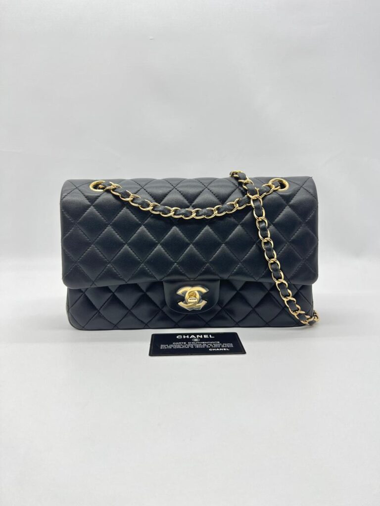Chanel Classic Medium D Flap Lambskin Black Gold Hardware