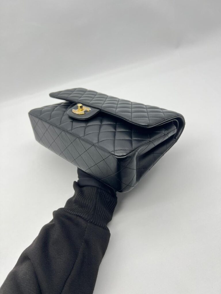 Chanel Classic Medium D Flap Lambskin Black Gold Hardware