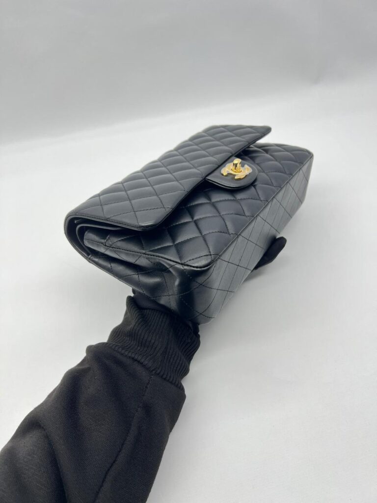 Chanel Classic Medium D Flap Lambskin Black Gold Hardware
