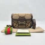 Gucci Horsebit Mini Web Camel Ebony New Acero Gold Hardware