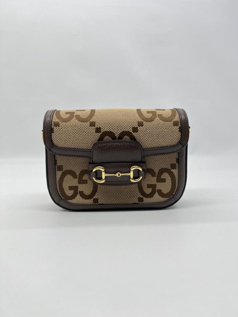 Gucci Horsebit Mini Web Camel Ebony New Acero Gold Hardware