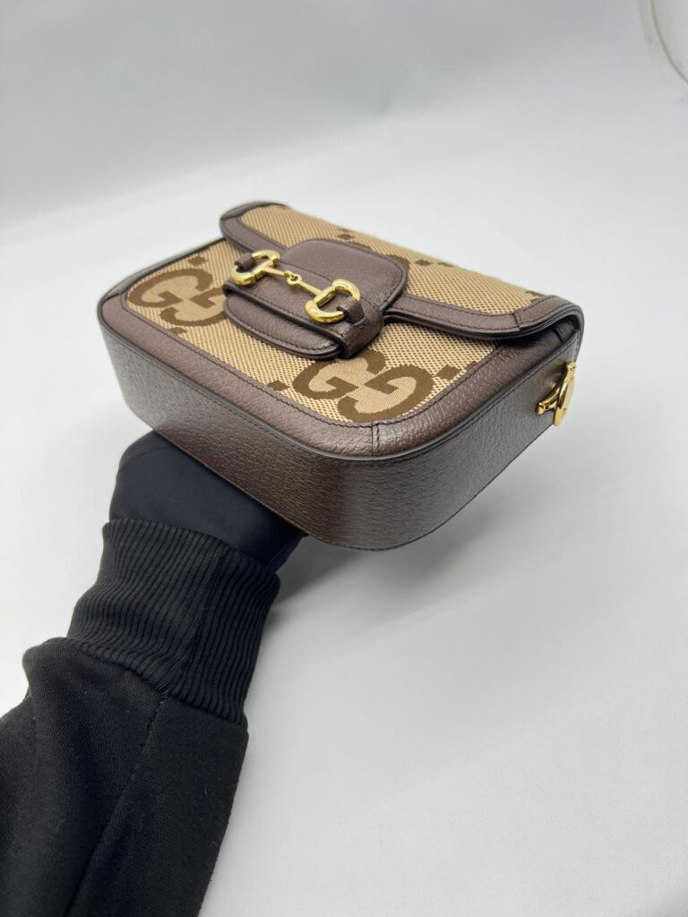 Gucci Horsebit Mini Web Camel Ebony New Acero Gold Hardware