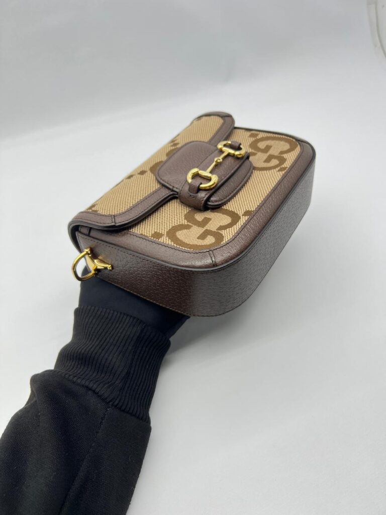Gucci Horsebit Mini Web Camel Ebony New Acero Gold Hardware