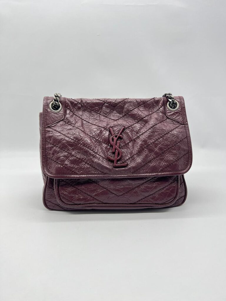 Saint Laurent Niki Medium Calfskin Burgundy Ruthenium Hardware