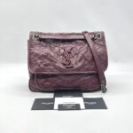Saint Laurent Niki Medium Calfskin Burgundy Ruthenium Hardware