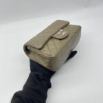 Chanel Mini Rectangular S Flap Caviar Khaki Silver Hardware