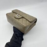 Chanel Mini Rectangular S Flap Caviar Khaki Silver Hardware