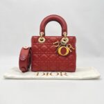Dior Lady D Small Lambskin Red Gold Hardware
